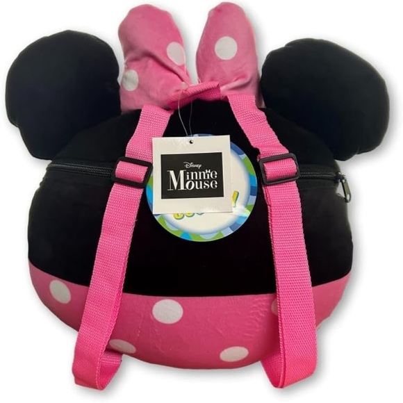 🆕 Disney’s Minnie Mouse Plush Backpack Pink and Black - Picture 2 of 4